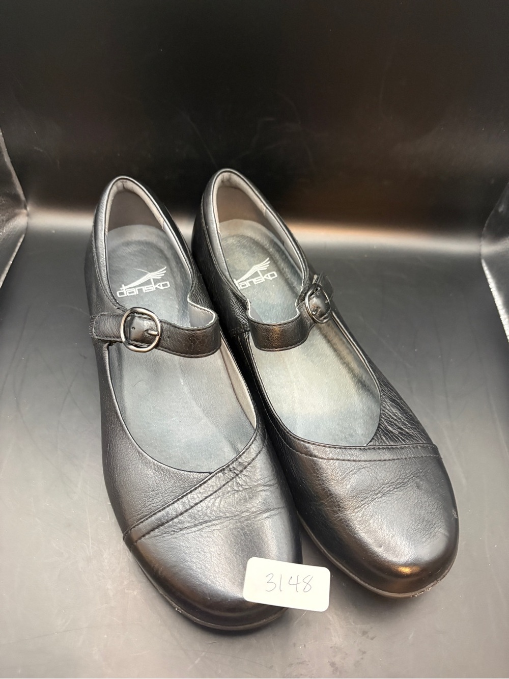 Dansko Fawna Black Leather Mary Jane Wedge Shoes - EU 39W EU39W/US 8.5-9W